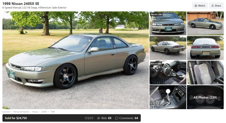 clean v8 swap 240sx millenium jade