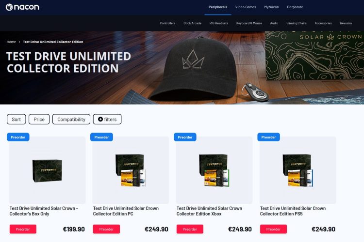 european prices test drive unlimited solar crown collectors edition price