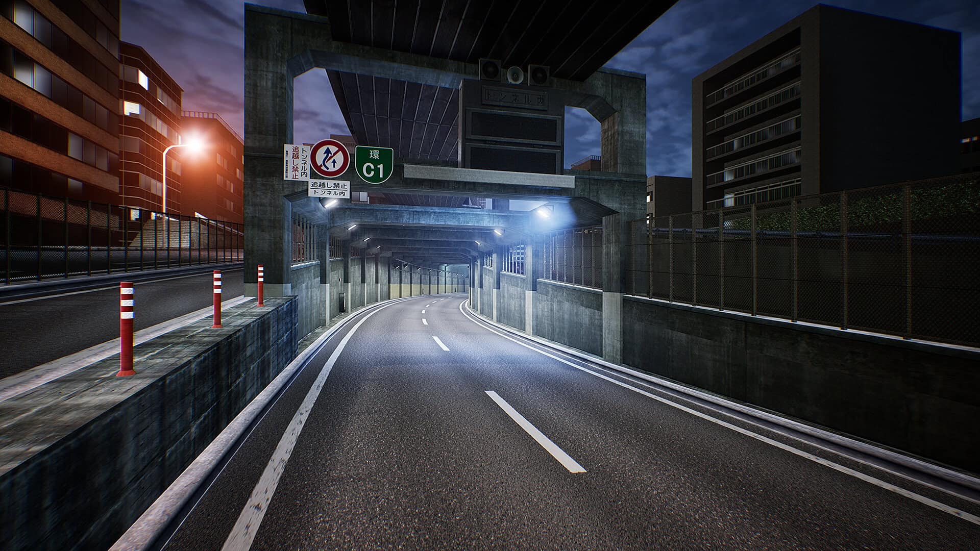 eerie street lighting japanese highway wangan tokyo xtreme racer 2025