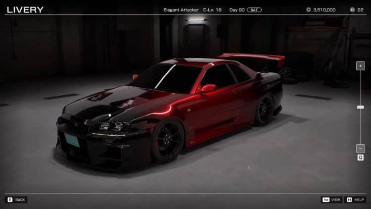 nissan skyline r34 gt-r tokyo xtreme racer finished product red fade color dark