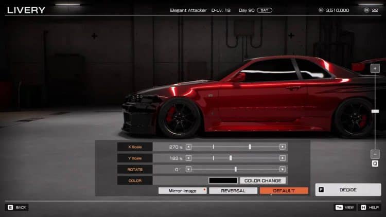 nissan skyline r34 gt-r tokyo xtreme racer livery creator paint fade custom