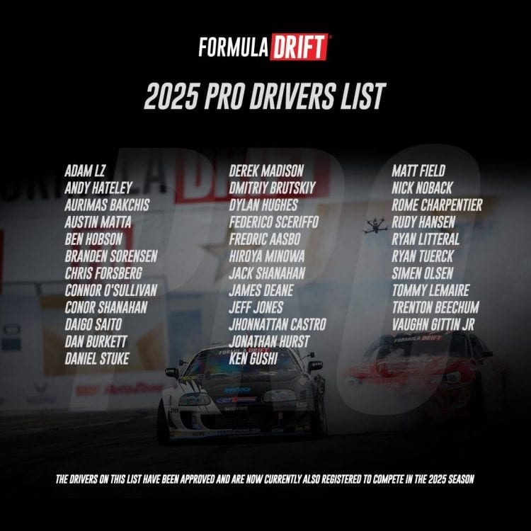 featuredimage formula drift 2025 driver lineup roster pro list